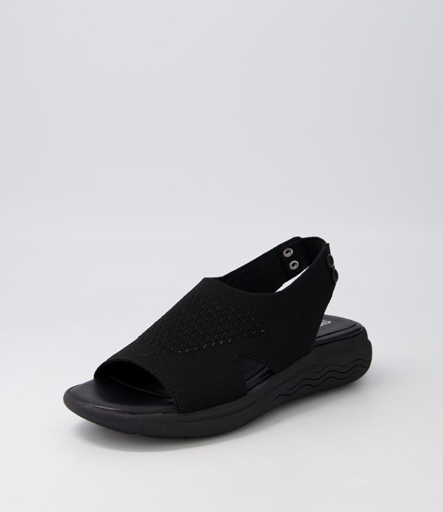 GEOX D Spherica Ec5 D Black Knit Sandals | Comfort