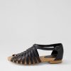 DJANGO & JULIETTE Pleva Black Leather Sandals | Flats