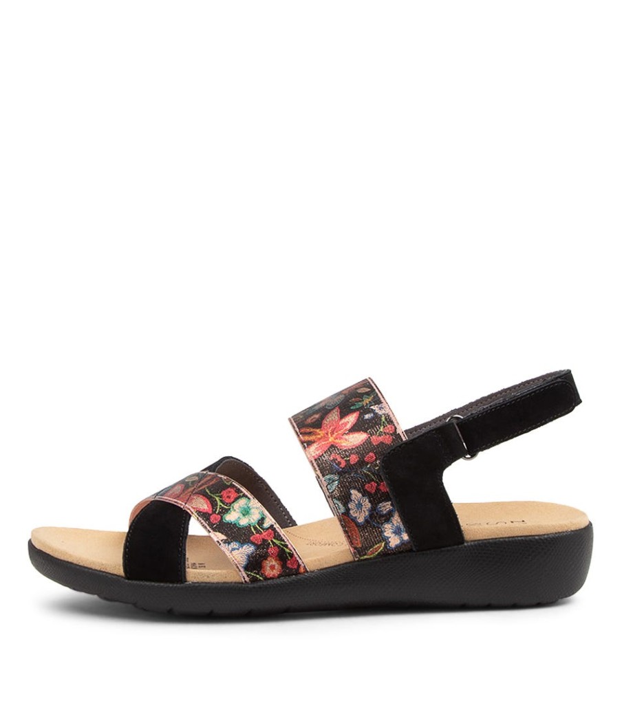 ZIERA Udith W Blk Flora Lea-Ela | Wedges