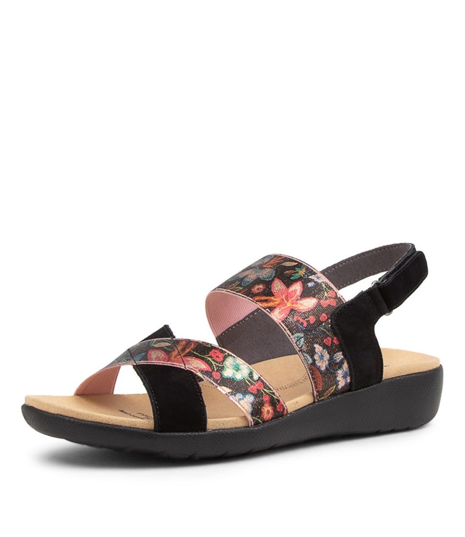 ZIERA Udith W Blk Flora Lea-Ela | Wedges