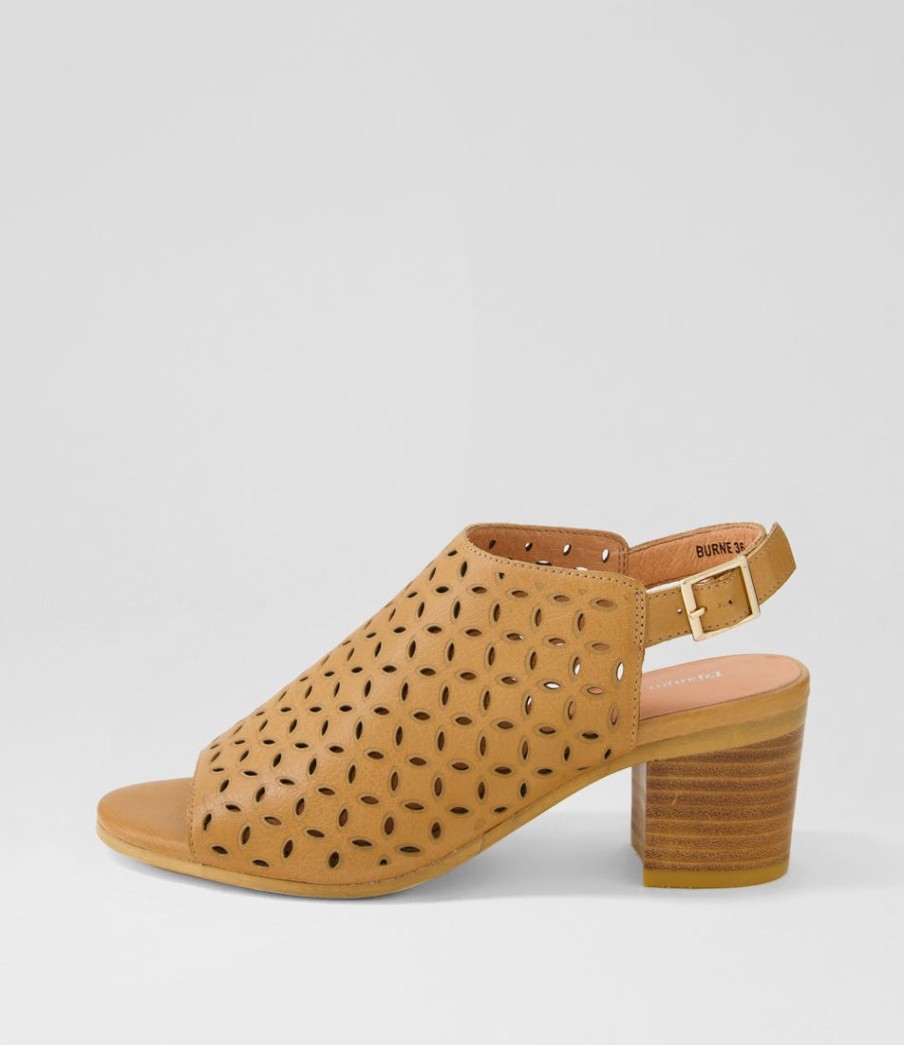 DJANGO & JULIETTE Burne Dark Tan Leather Sandals | Heels