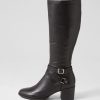 DJANGO & JULIETTE Morry Black Leather Knee High Boots | Boots