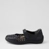 ZIERA Wardela Xf Black Leather Flat Shoes | Flats