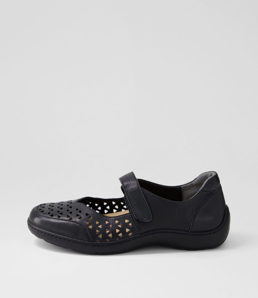 ZIERA Wardela Xf Black Leather Flat Shoes | Flats