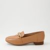 DIANA FERRARI Tucker Dark Tan Gold Leather Flat Shoes | Loafers