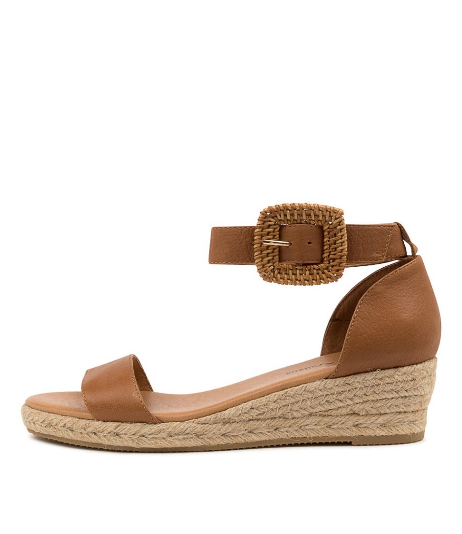 DJANGO & JULIETTE Sprout Dk Tan Leather | Espadrilles