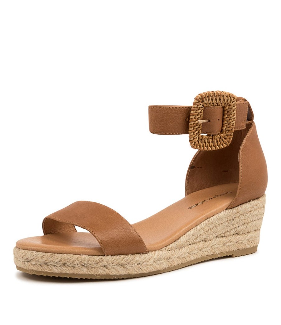 DJANGO & JULIETTE Sprout Dk Tan Leather | Espadrilles