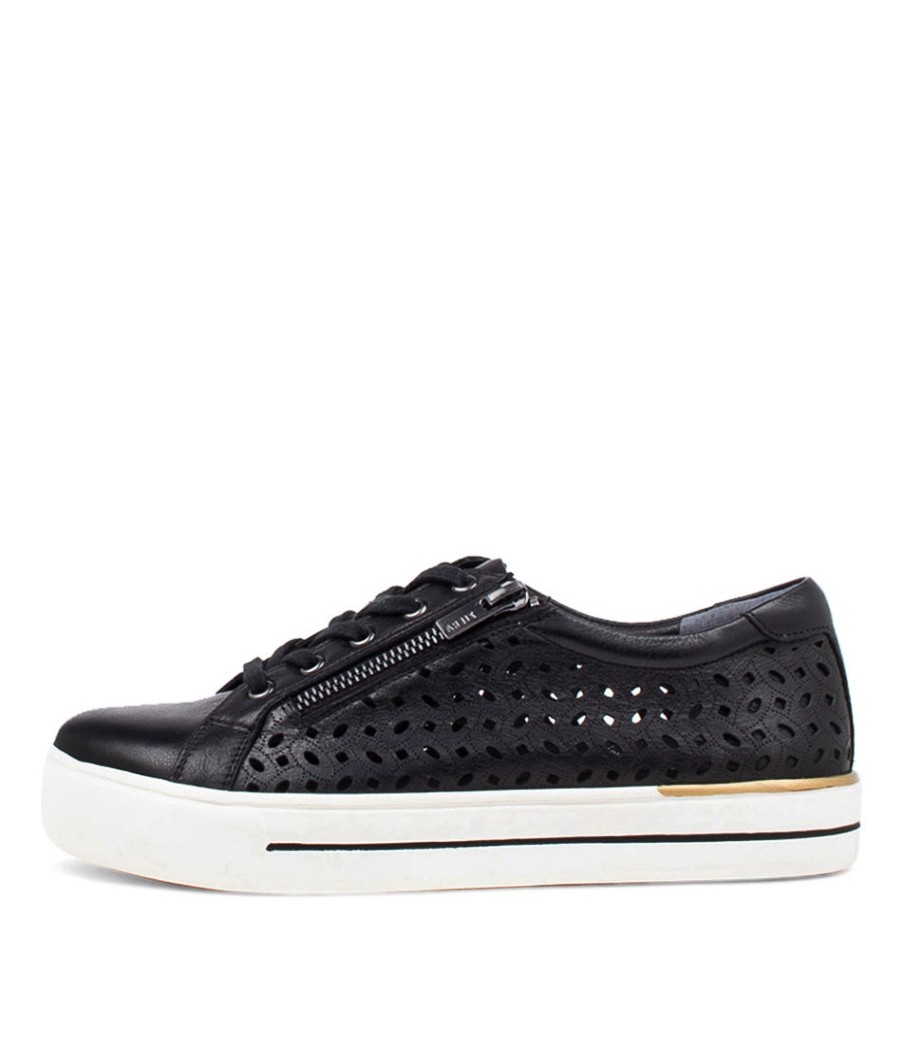 ZIERA Ayleen W Black Leather Sneakers | Sneakers