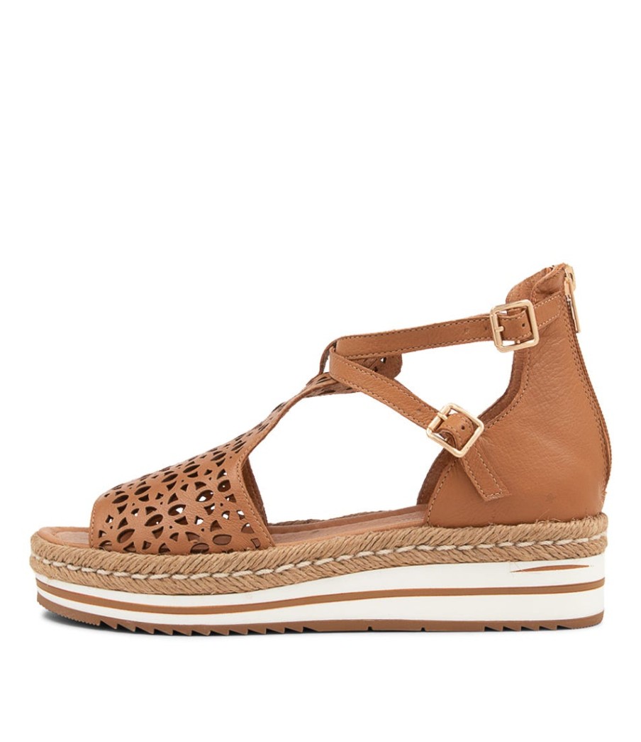 DJANGO & JULIETTE Accra Dark Tan Leather Espadrilles | Espadrilles