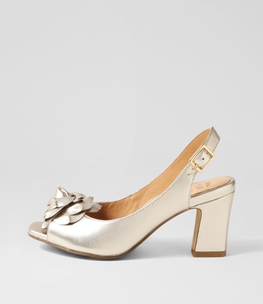 ZIERA Aprills W Pale Gold Leather Sandals | Heels