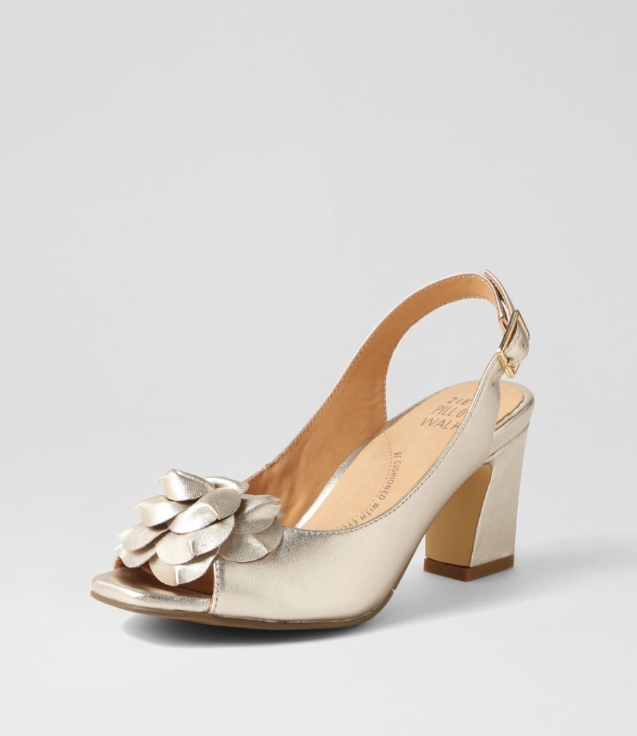 ZIERA Aprills W Pale Gold Leather Sandals | Heels