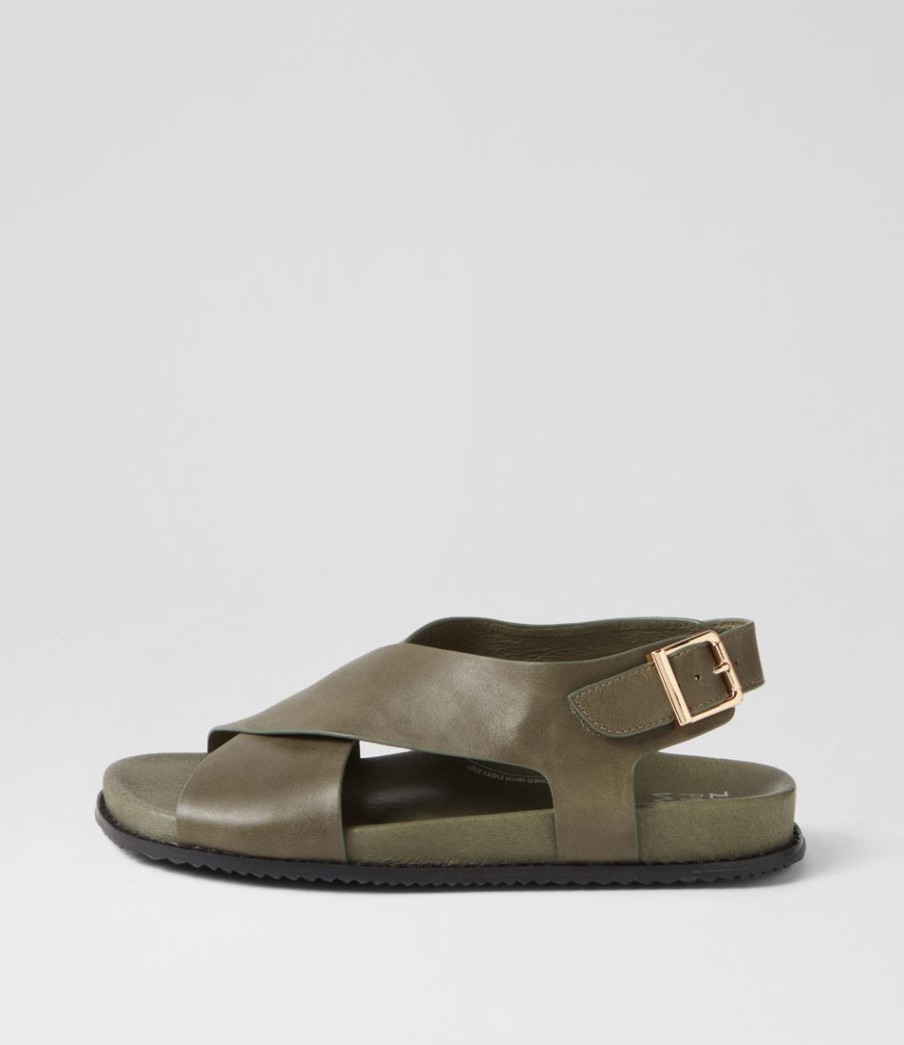 ZIERA Hanako W Olive Leather Sandals | Sandals