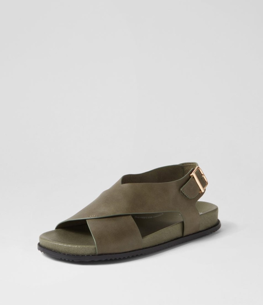 ZIERA Hanako W Olive Leather Sandals | Sandals