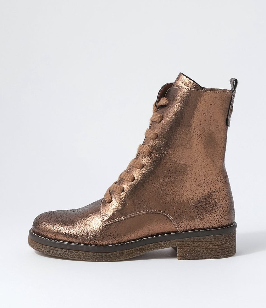 DJANGO & JULIETTE Gipsiee Bronze Crackle Leather Ankle Boots | Boots