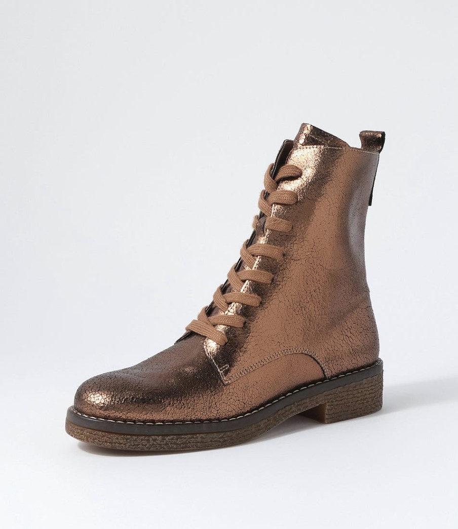 DJANGO & JULIETTE Gipsiee Bronze Crackle Leather Ankle Boots | Boots