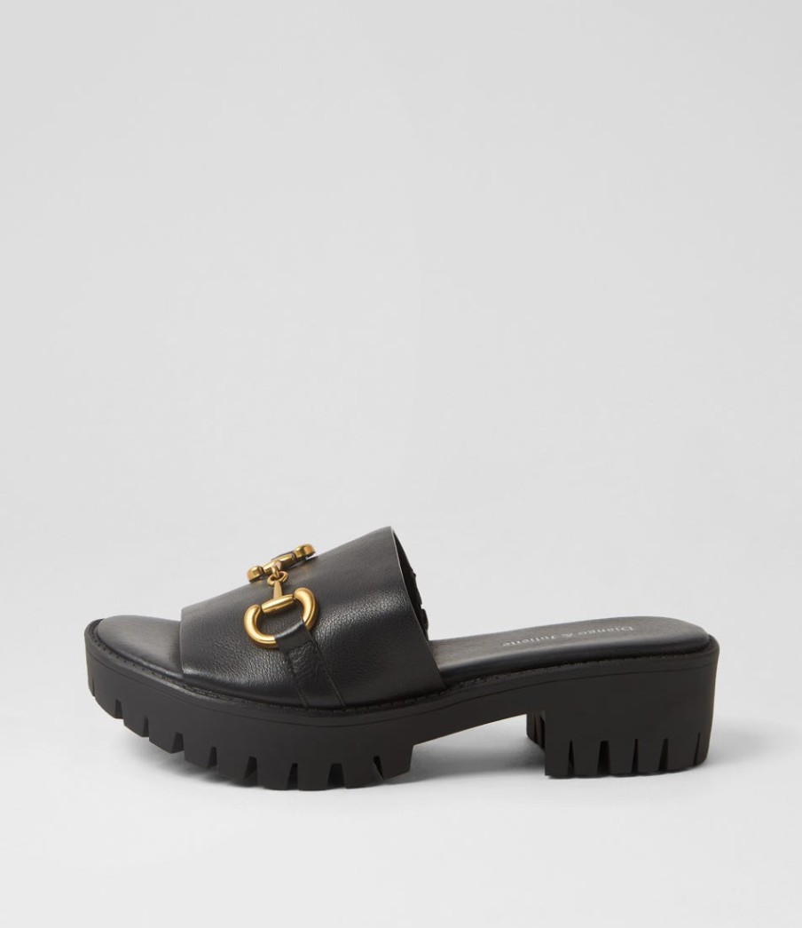 DJANGO & JULIETTE Belo Black Leather Sandals | Sandals