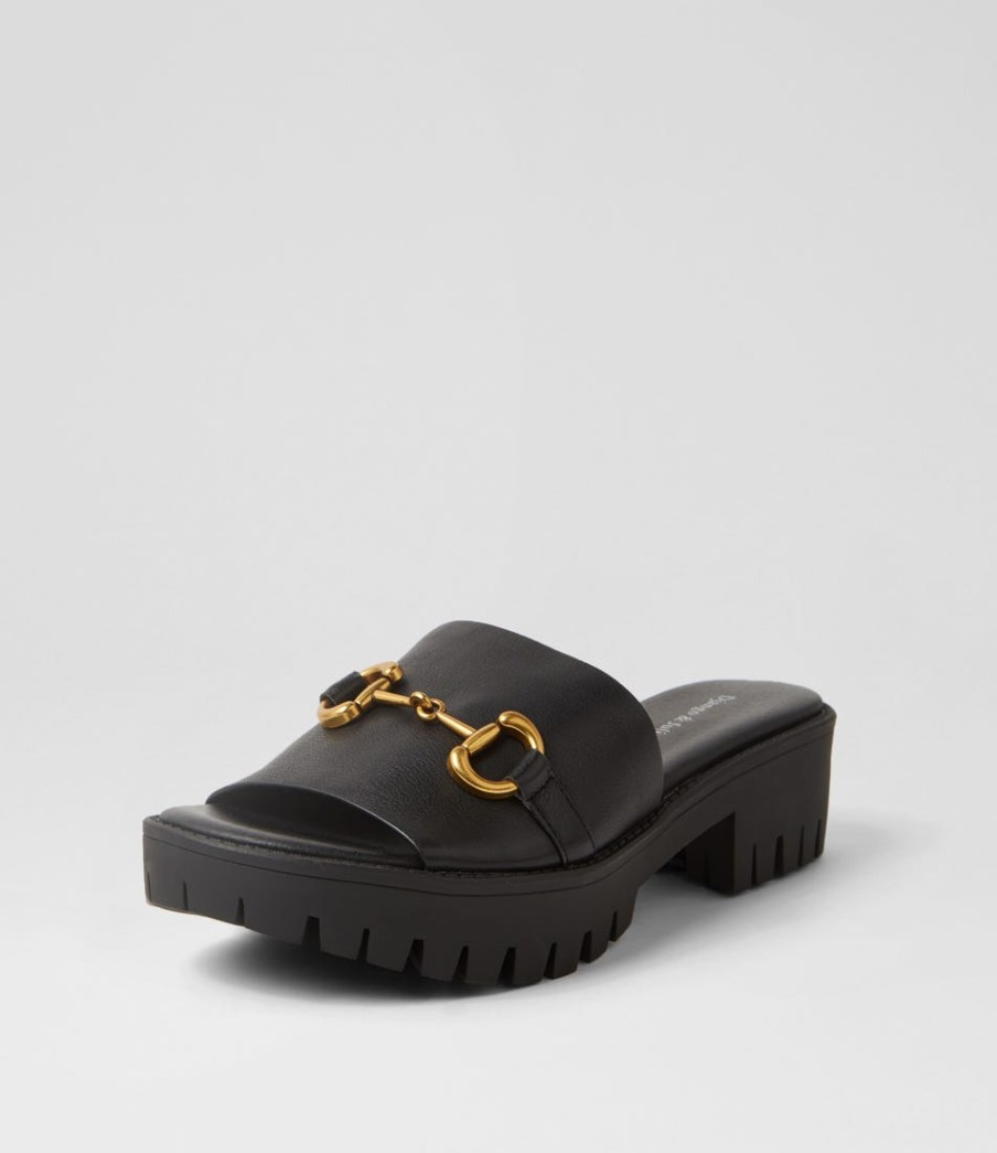 DJANGO & JULIETTE Belo Black Leather Sandals | Sandals