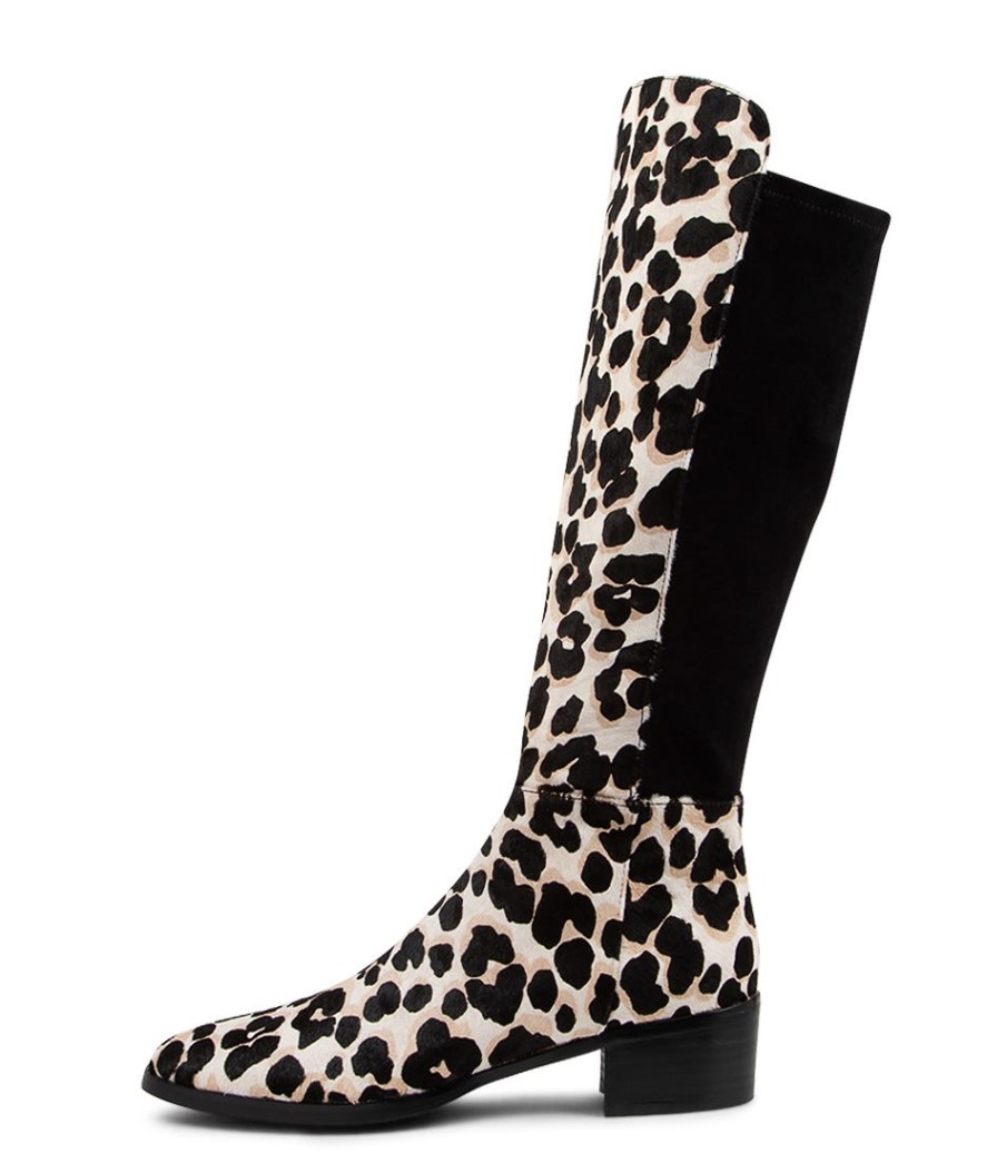 DJANGO & JULIETTE Tetley White Black Leather Knee High Boots | Boots