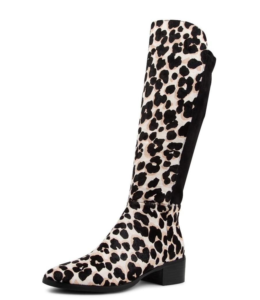 DJANGO & JULIETTE Tetley White Black Leather Knee High Boots | Boots