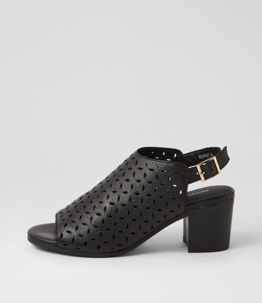 DJANGO & JULIETTE Burne Black Leather Sandals | Heels