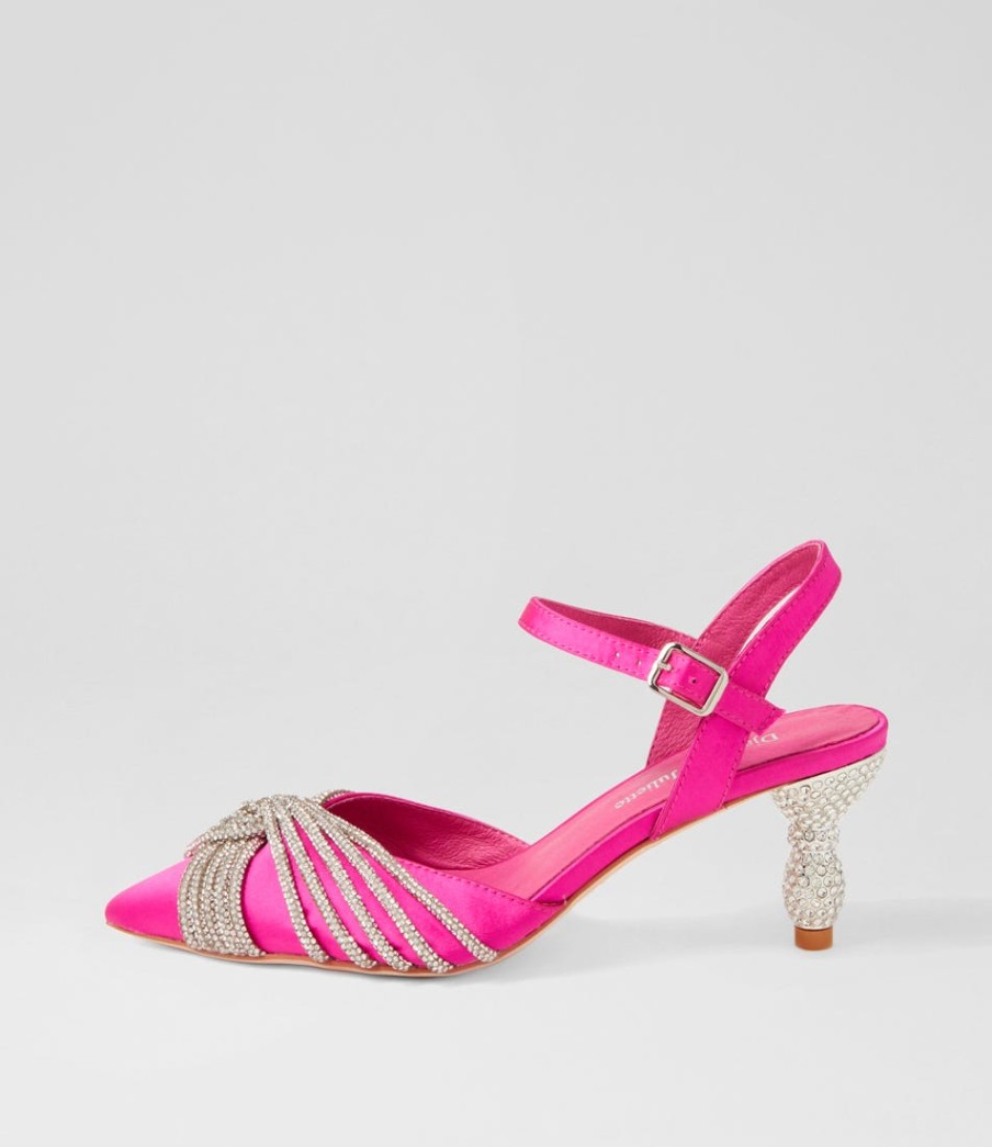 DJANGO & JULIETTE Eugenie Hot Pink Satin Heels | Heels