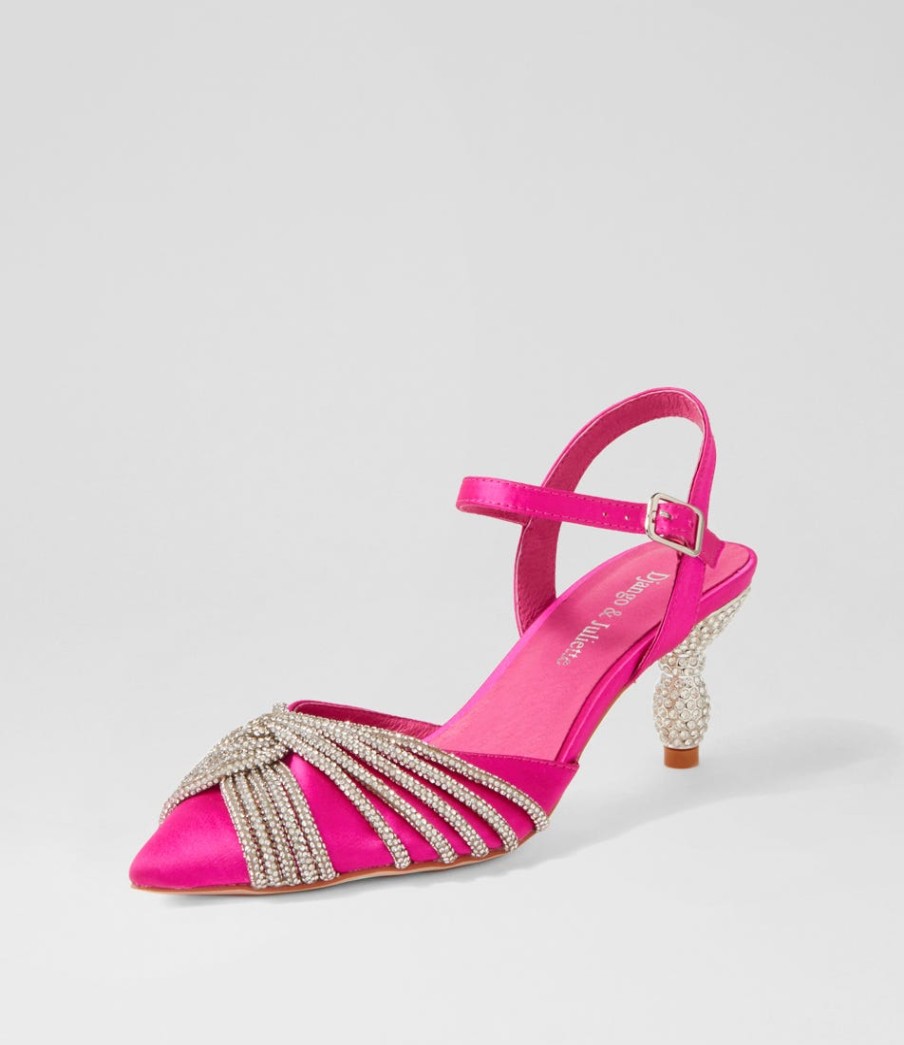 DJANGO & JULIETTE Eugenie Hot Pink Satin Heels | Heels