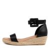 DJANGO & JULIETTE Sprout Lrg Black Leather | Espadrilles