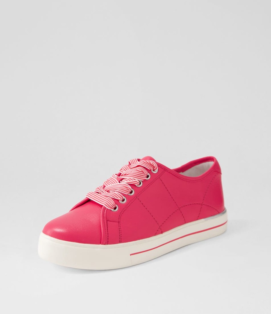 ZIERA Ashleen W Bright Pink Leather Sneakers | Sneakers