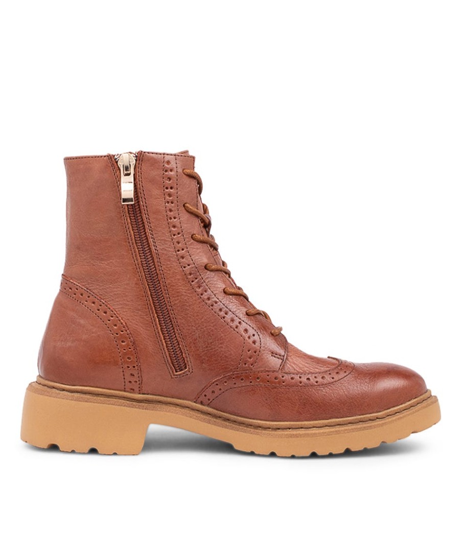 DJANGO & JULIETTE Buford Cognac Leather Lace Up Boots | Boots