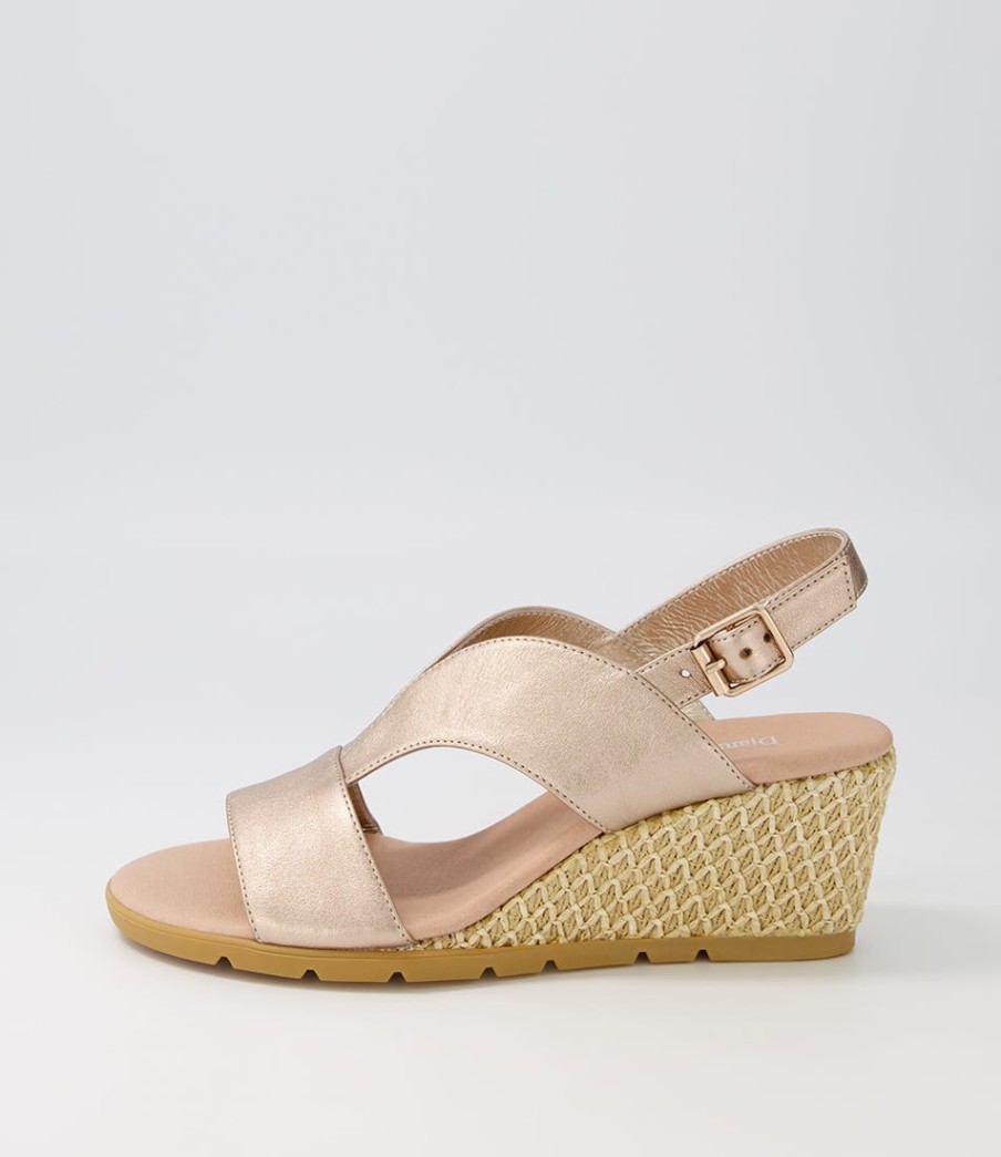 DJANGO & JULIETTE Dalia Champagne Nude Weave Leather Sandals | Wedges