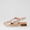 TOP END Ulrika Champagne Lizard Leather Sandals | Wedges