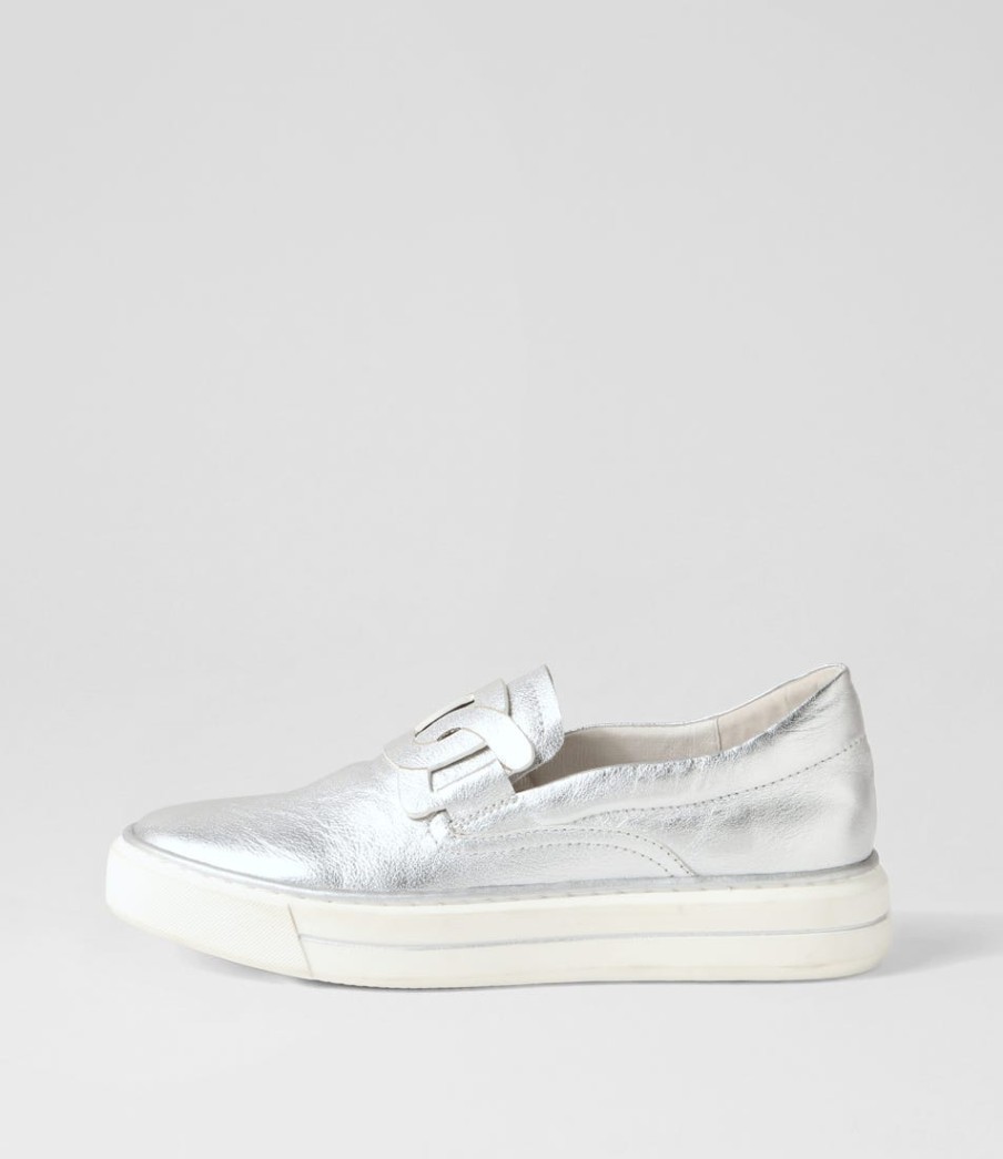 DJANGO & JULIETTE Yinnit Silver White Leather Sneakers | Sneakers