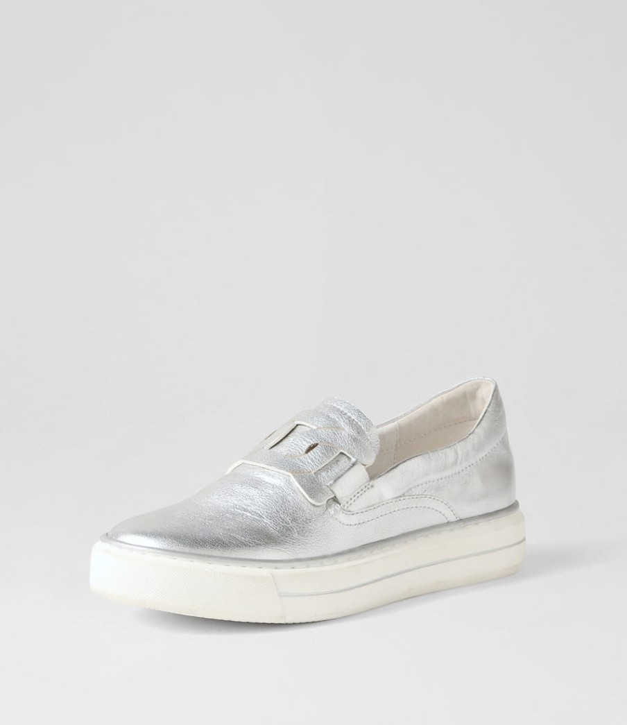 DJANGO & JULIETTE Yinnit Silver White Leather Sneakers | Sneakers