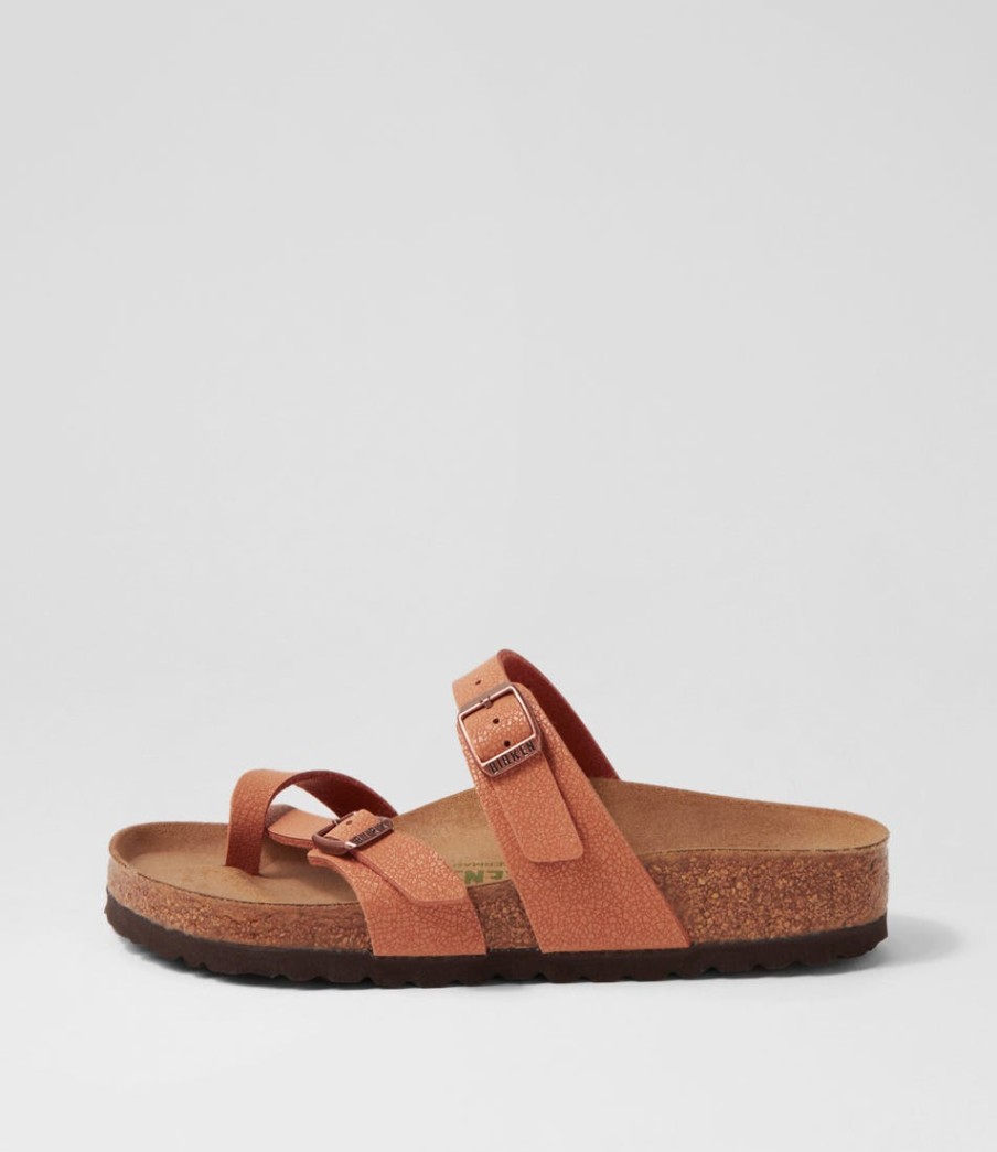 BIRKENSTOCK Mayari Earthy Vegan Pecan Birkibuc Slides | Comfort