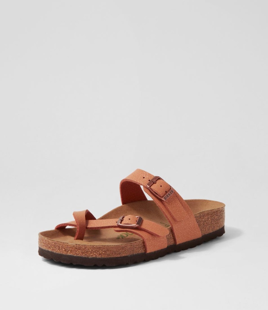 BIRKENSTOCK Mayari Earthy Vegan Pecan Birkibuc Slides | Comfort