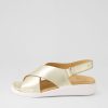 ZIERA Ilda W Pale Gold Leather Sandals | Wedges