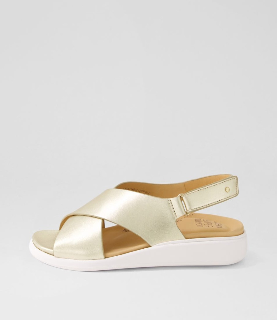 ZIERA Ilda W Pale Gold Leather Sandals | Wedges