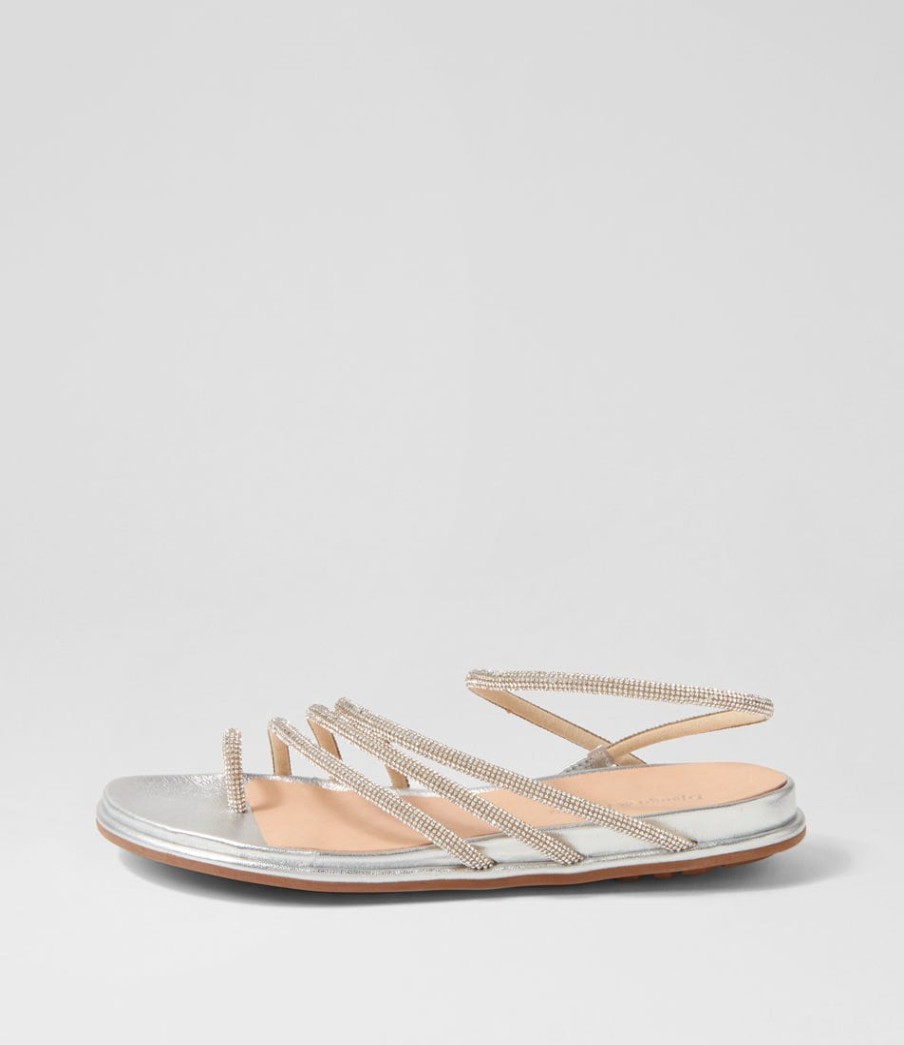 DJANGO & JULIETTE Boota Silver Jewel Fabric Sandals | Flats