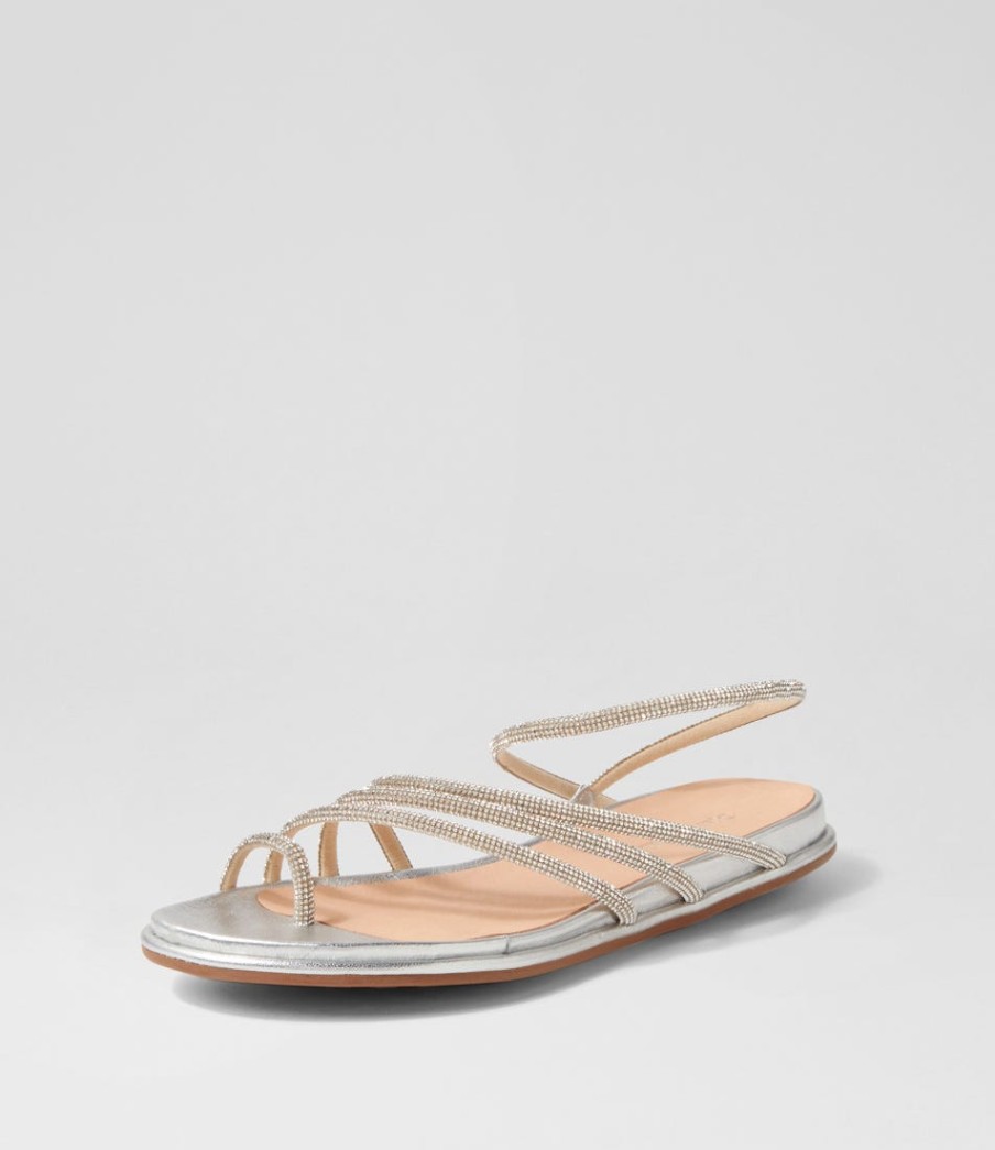 DJANGO & JULIETTE Boota Silver Jewel Fabric Sandals | Flats