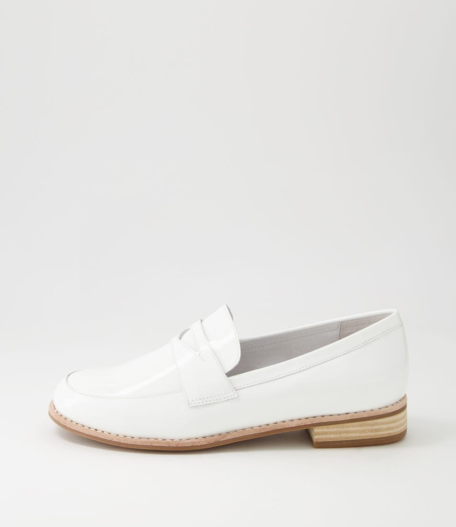 DJANGO & JULIETTE Avetta White Patent Leather Loafers | Loafers