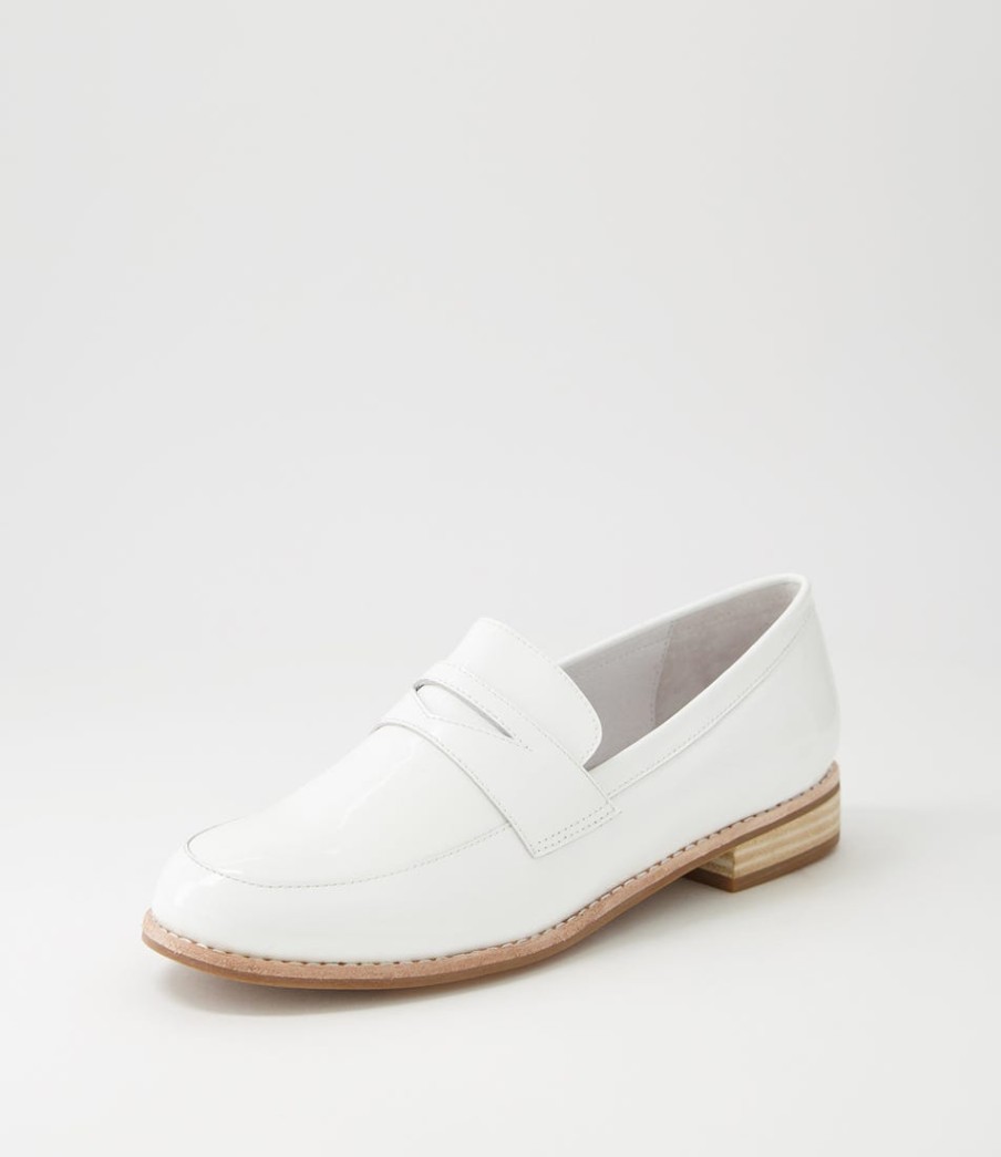 DJANGO & JULIETTE Avetta White Patent Leather Loafers | Loafers