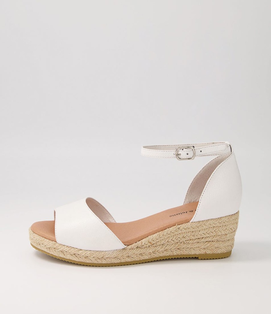 DJANGO & JULIETTE Skip White Natural Rope Leather Sandals | Espadrilles