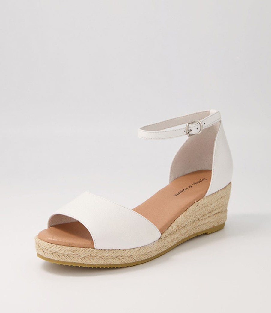 DJANGO & JULIETTE Skip White Natural Rope Leather Sandals | Espadrilles