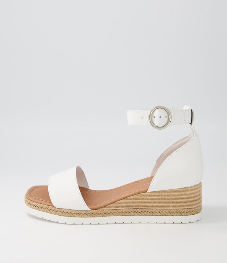 DJANGO & JULIETTE Idola White Leather Espadrilles | Espadrilles