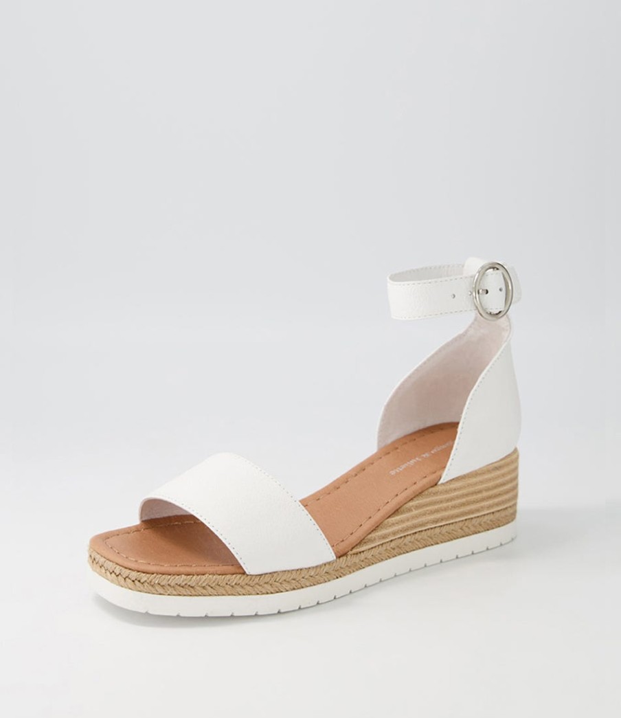 DJANGO & JULIETTE Idola White Leather Espadrilles | Espadrilles