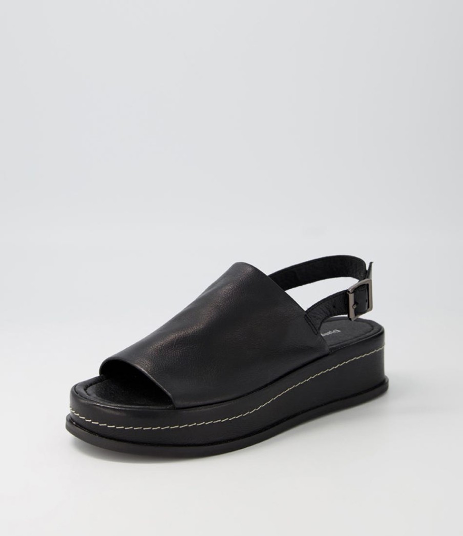 DJANGO & JULIETTE Walsat Black Leather Sandals | Sandals