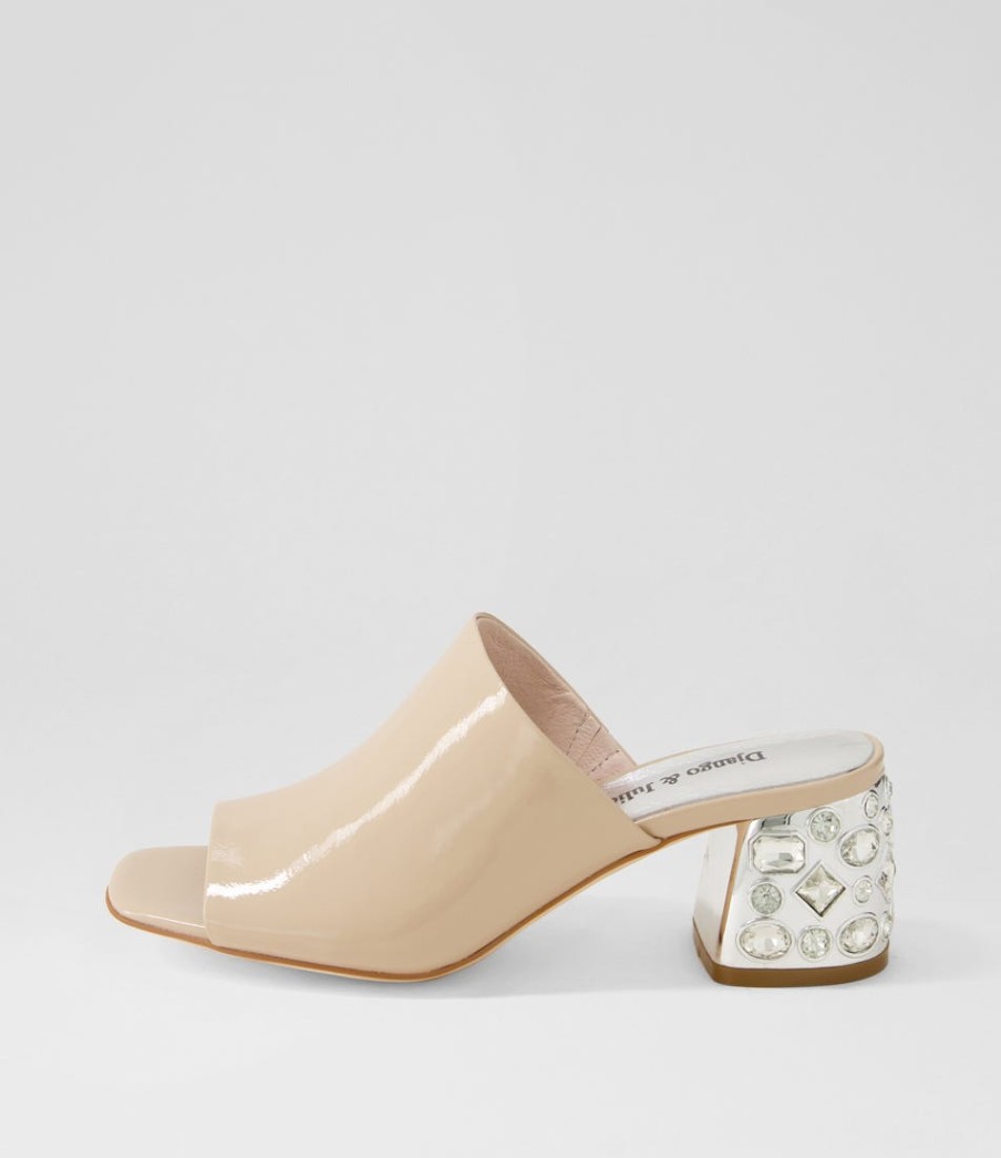 DJANGO & JULIETTE Pansie Cafe Patent Leather Mules | Heels