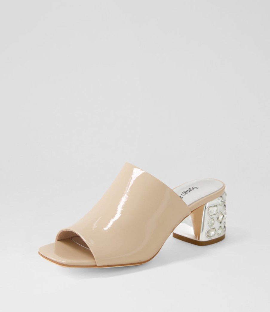 DJANGO & JULIETTE Pansie Cafe Patent Leather Mules | Heels