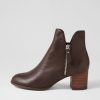 DJANGO & JULIETTE Shiannely Choc Leather Heeled Ankle Boots | Boots