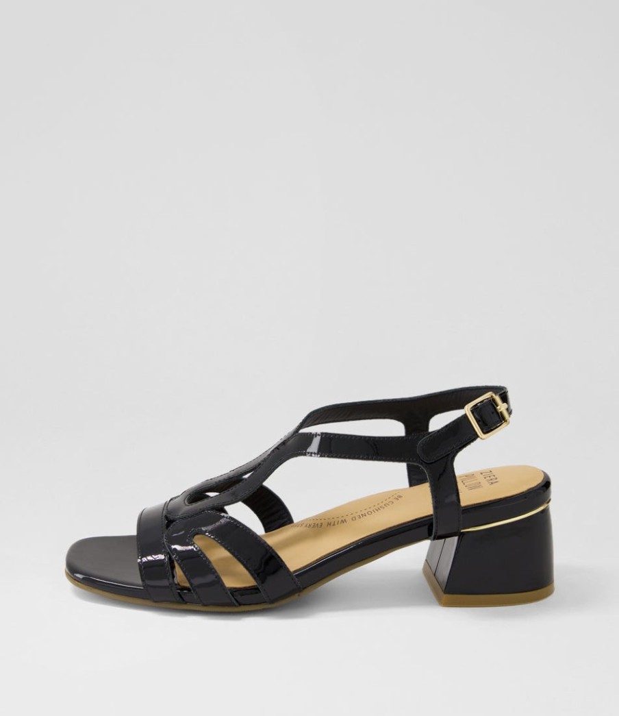 ZIERA Caracas W Black Patent Leather Sandals | Heels